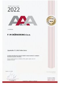 AAA Certifikat izvrsnosti 2022